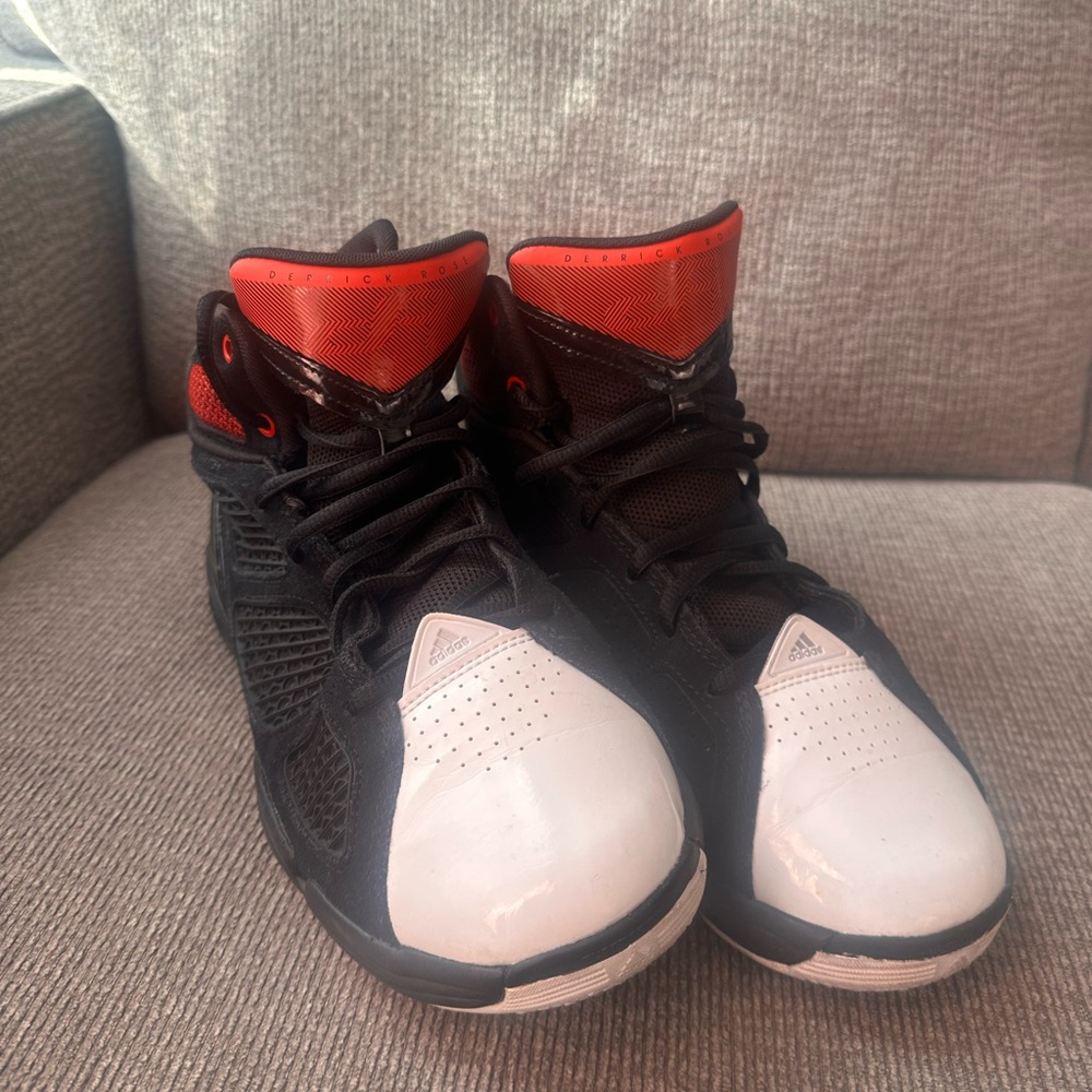 Adidas Adizero Rose 1.5 Black, Red & White High-Top Sneakers